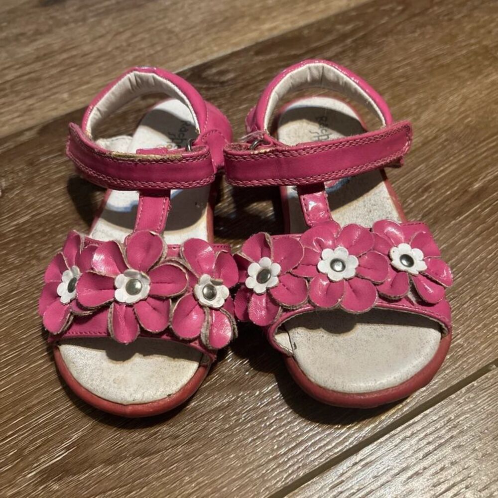 Rachel Shoes Toddler Girls Pink Flower "Dahlia" Flat Sandals – Size 8M